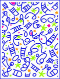 Playful Blue Line Doodle Abstract Rug