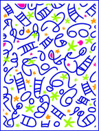 Playful Blue Line Doodle Abstract Rug