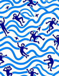 Navy Blue Figures Ocean Waves Rug