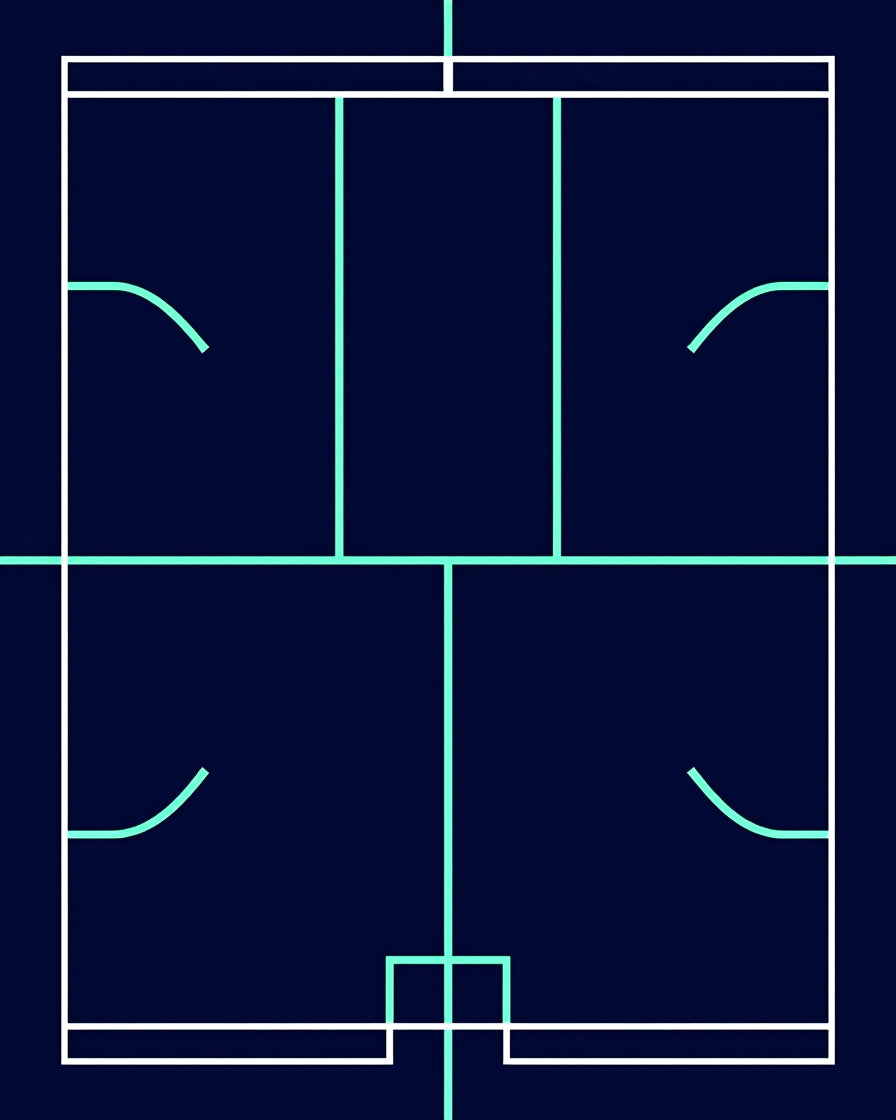 Deep Blue White Teal Geometric Labyrinth Rug