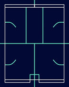 Deep Blue White Teal Geometric Labyrinth Rug