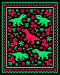 Dinosaur Flower Garden Black Rug