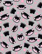 Cute Kawaii Cat Faces Pink Polka Dots Rug