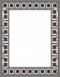 Orange Floral Black Outlined Border Rug