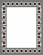 Orange Floral Black Outlined Border Rug