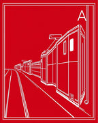 Crimson Train Locomotive Perspective Rug