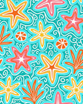Tropical Starfish Coral Swirls Rug