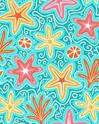 Tropical Starfish Coral Swirls Rug