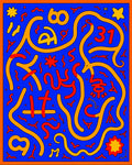 Bold Blue Orange Abstract Number Shapes Rug