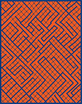 Bold Orange Blue Interlocking Maze Rug