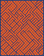 Bold Orange Blue Interlocking Maze Rug