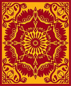 Crimson Yellow Mandala Sunburst Rug