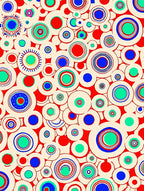 Red Circles With Blue Green Accents Rug