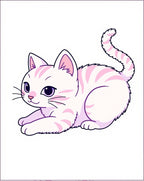 Cute White Kitten Purple Eyes Rug