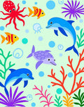 Ocean Life Dolphin Turtle Octopus Coral Rug