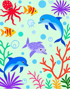 Ocean Life Dolphin Turtle Octopus Coral Rug