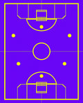 Purple Yellow Basketball Court Graphic Rug