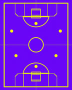 Purple Yellow Basketball Court Graphic Rug