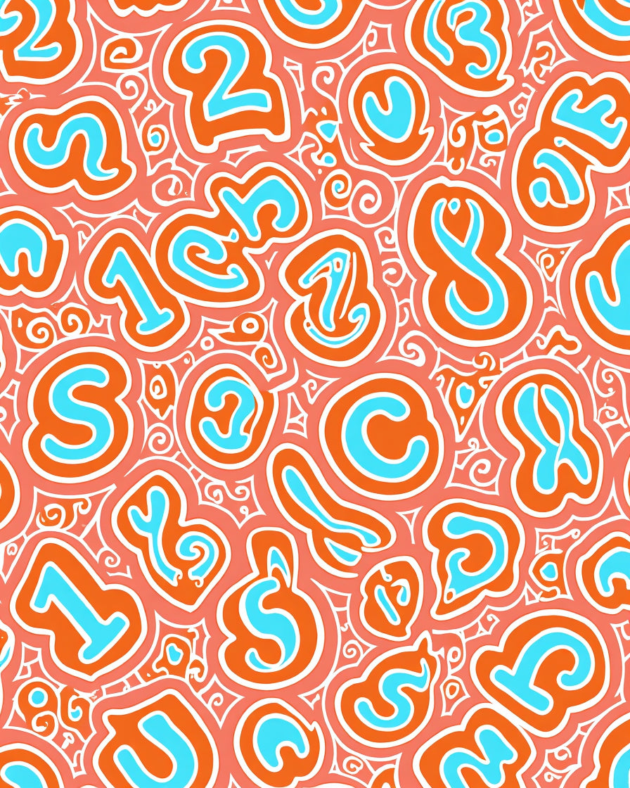 Playful Orange Blue Number Collage Rug