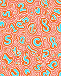 Playful Orange Blue Number Collage Rug