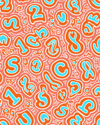 Playful Orange Blue Number Collage Rug