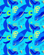 Playful Blue Whale Aquatic Scene Rug