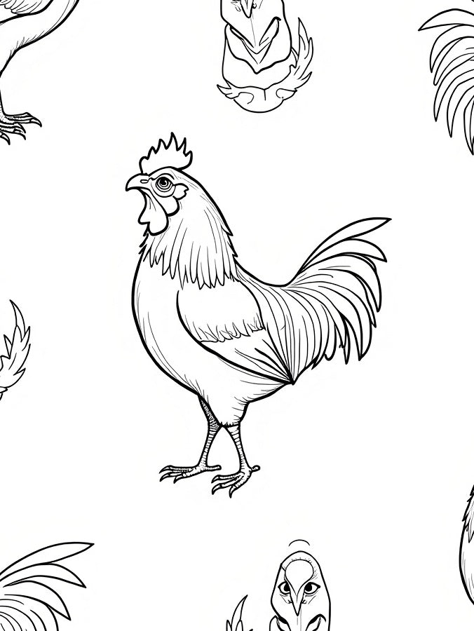 Farmhouse Black And White Rooster Collection Rug