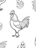 Farmhouse Black And White Rooster Collection Rug