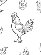 Farmhouse Black And White Rooster Collection Rug