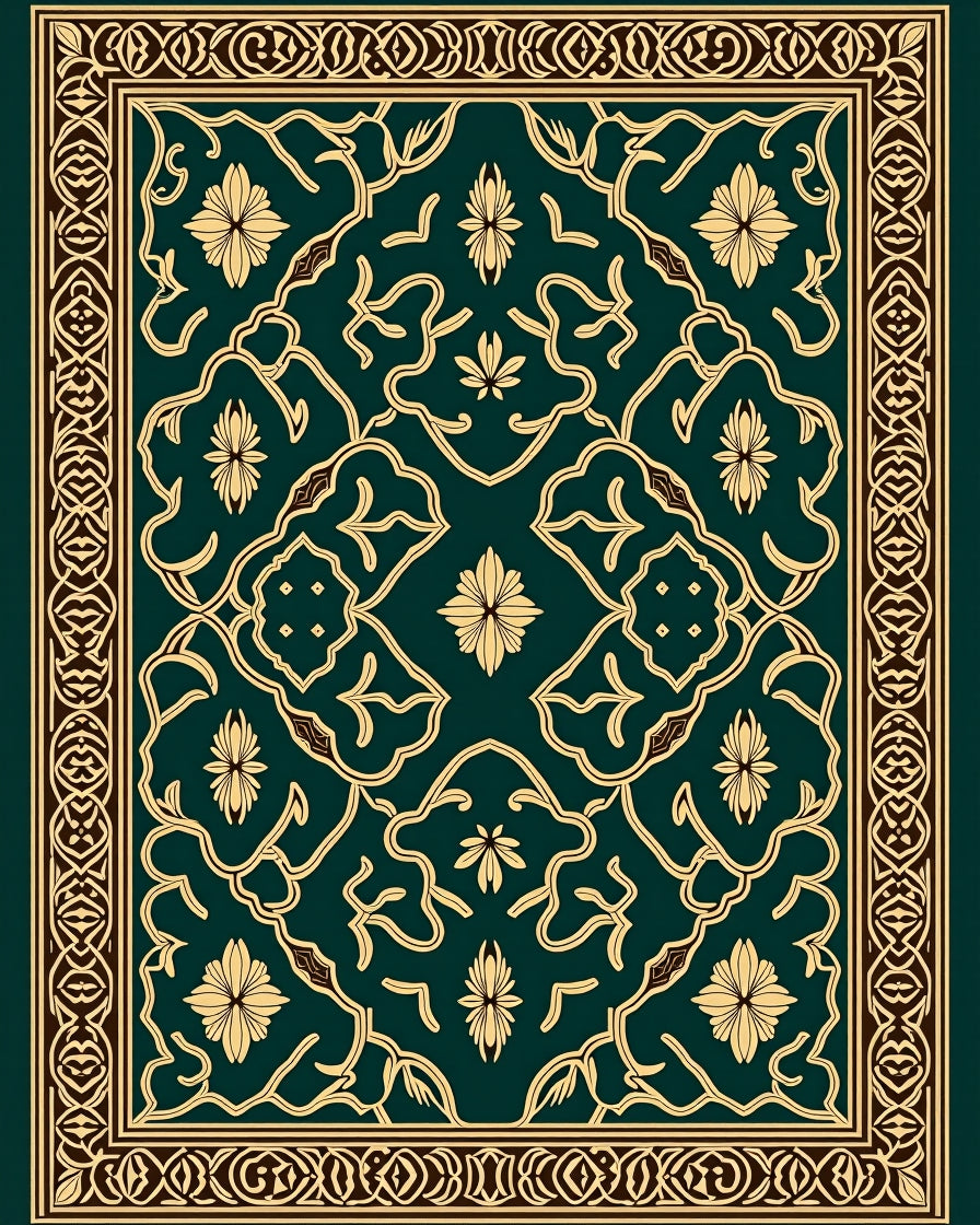 Emerald Green Floral Intertwining Vine Rug