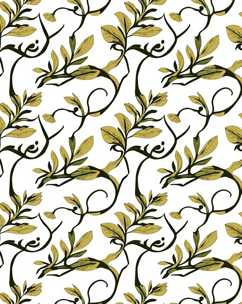 Whimsical Olive Green Vine Garland Rug