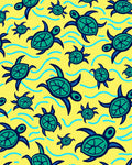 Happy Green Turtle Sea Waves Rug