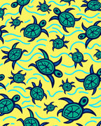 Happy Green Turtle Sea Waves Rug
