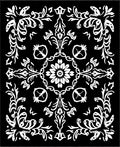 Black White Ornate Floral Medallion Design Rug