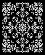 Black White Ornate Floral Medallion Design Rug