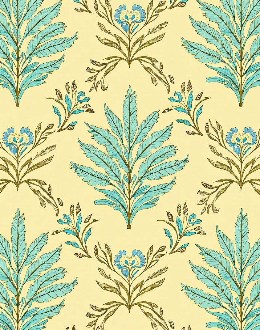 Sage Green Floral Botanical Medallion Rug
