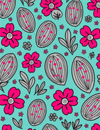 Pink Floral Almond Teal Garden Rug
