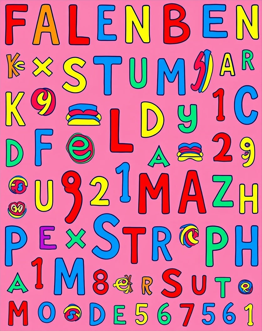 Bold Pink Alphabet Number Collage Rug