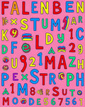 Bold Pink Alphabet Number Collage Rug