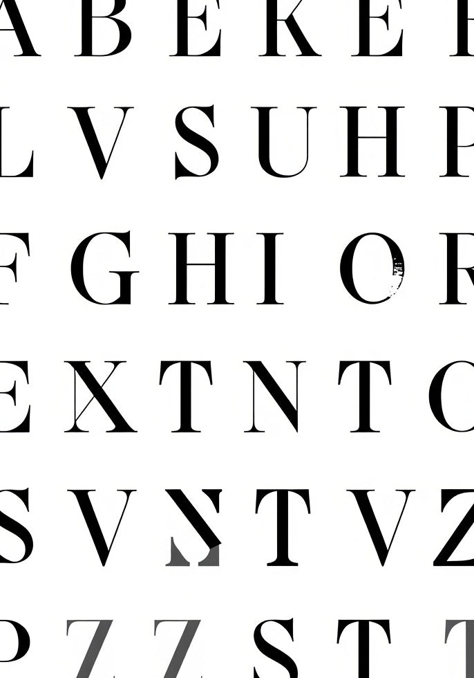 Alphabetical White Black Collage Rug