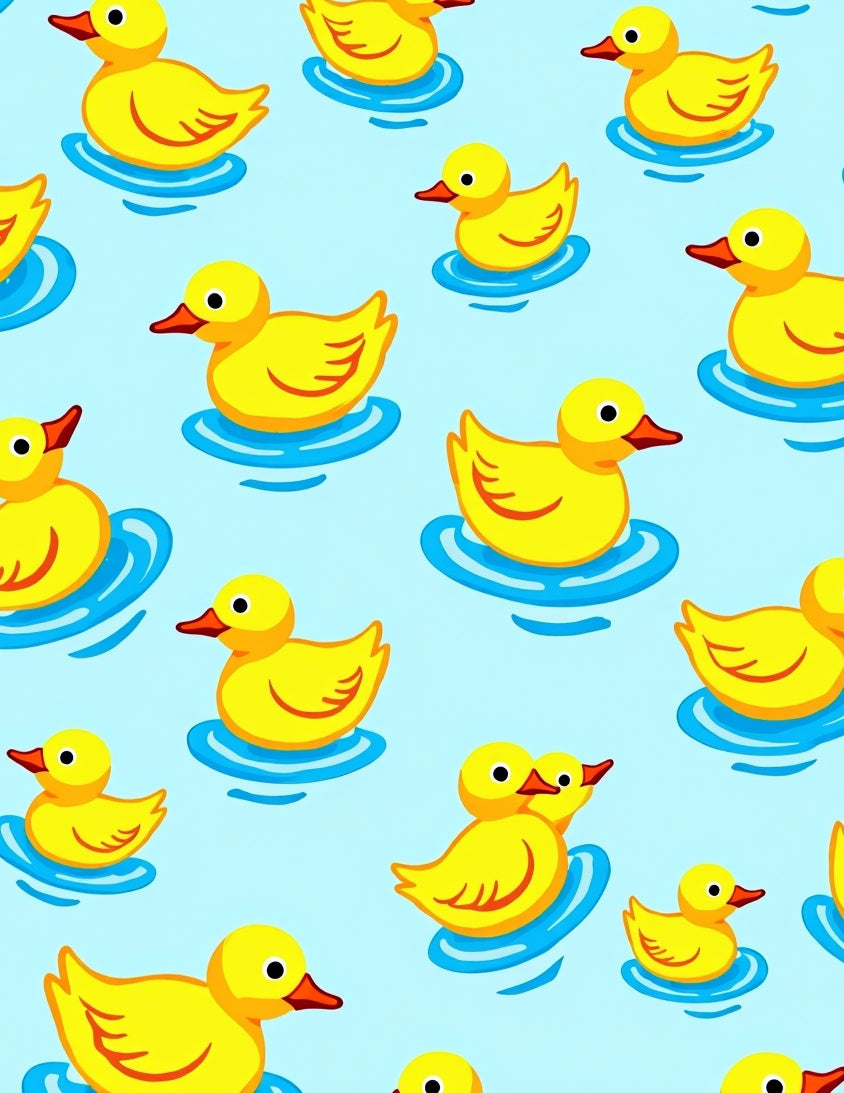 Playful Yellow Ducklings Blue Water Rug