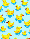 Playful Yellow Ducklings Blue Water Rug