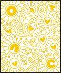 Radiant Yellow Sun Hearts Doodles Rug