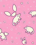 Whimsical Cream Animals Pink Circles Rug