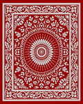 Crimson White Floral Sun Medallion Rug