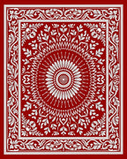Crimson White Floral Sun Medallion Rug