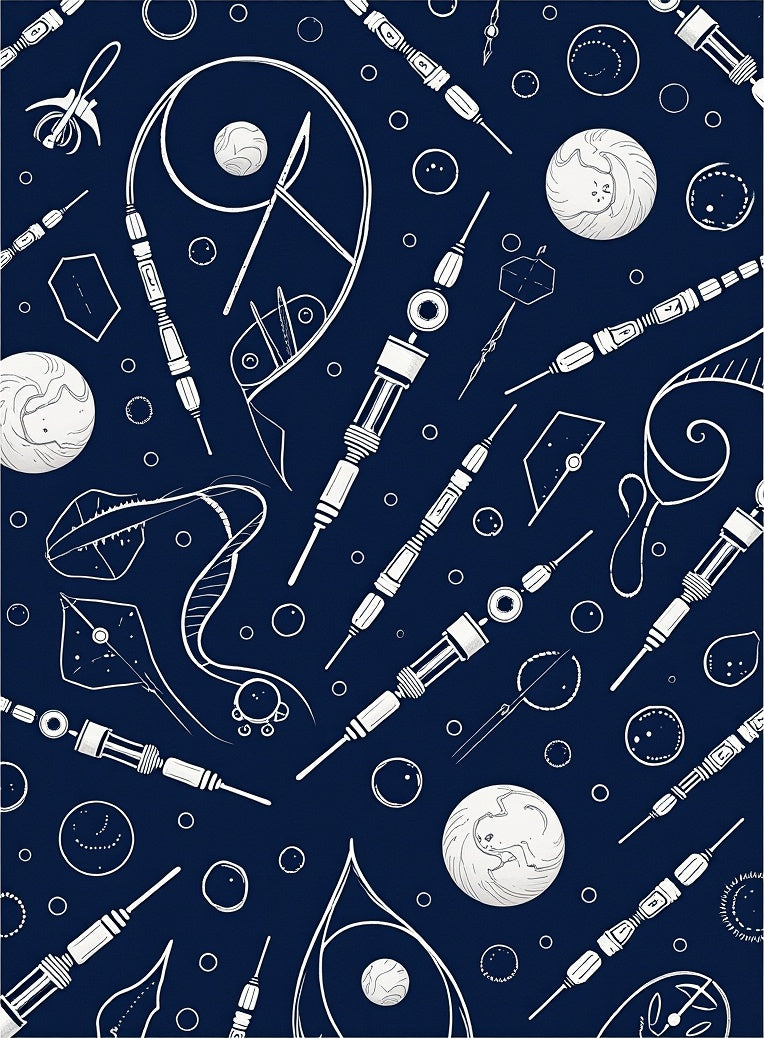 Navy Blue Scientific Circuitry Medley Rug