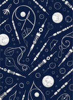 Navy Blue Scientific Circuitry Medley Rug