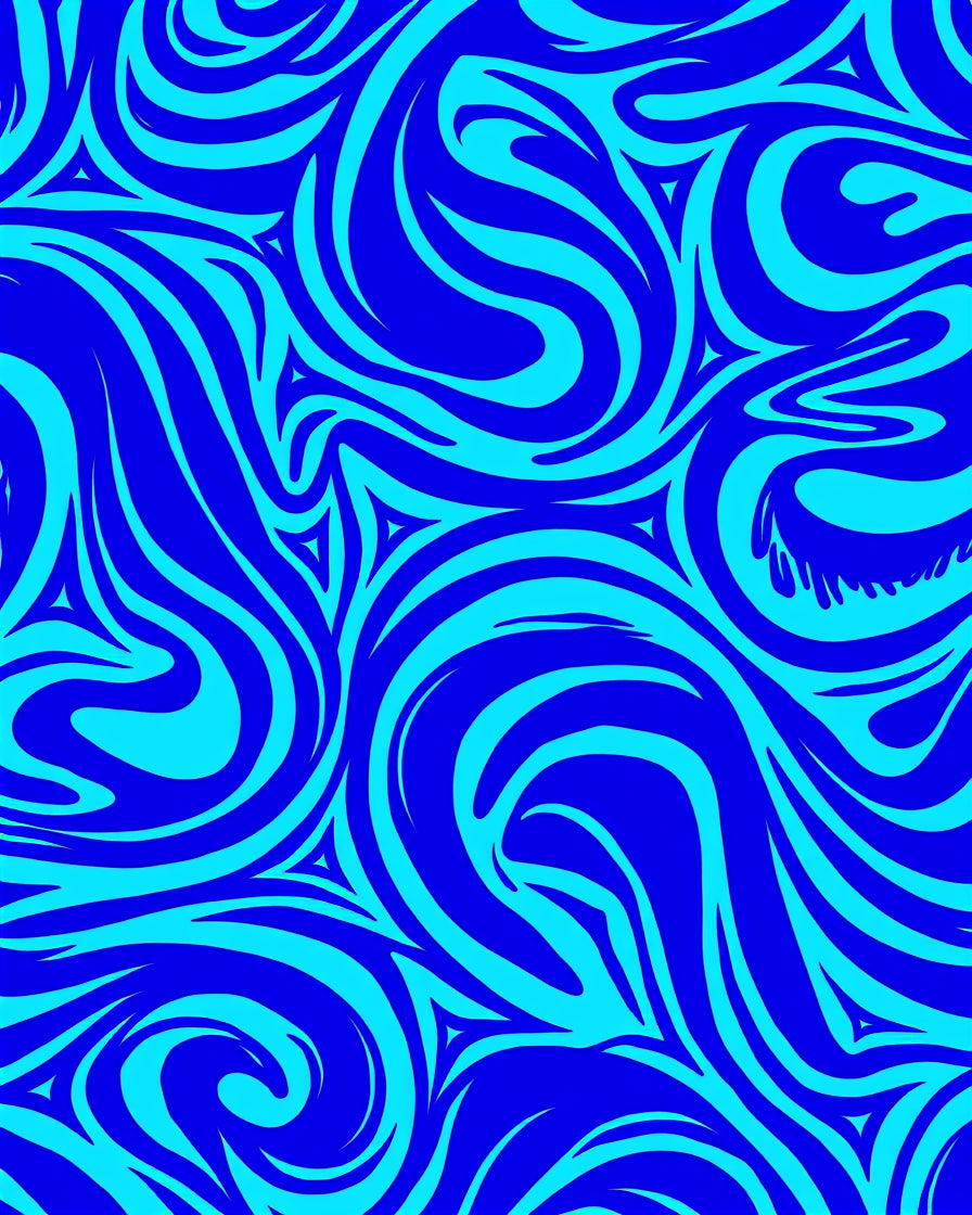 Electric Blue Swirling Abstract Waves Rug
