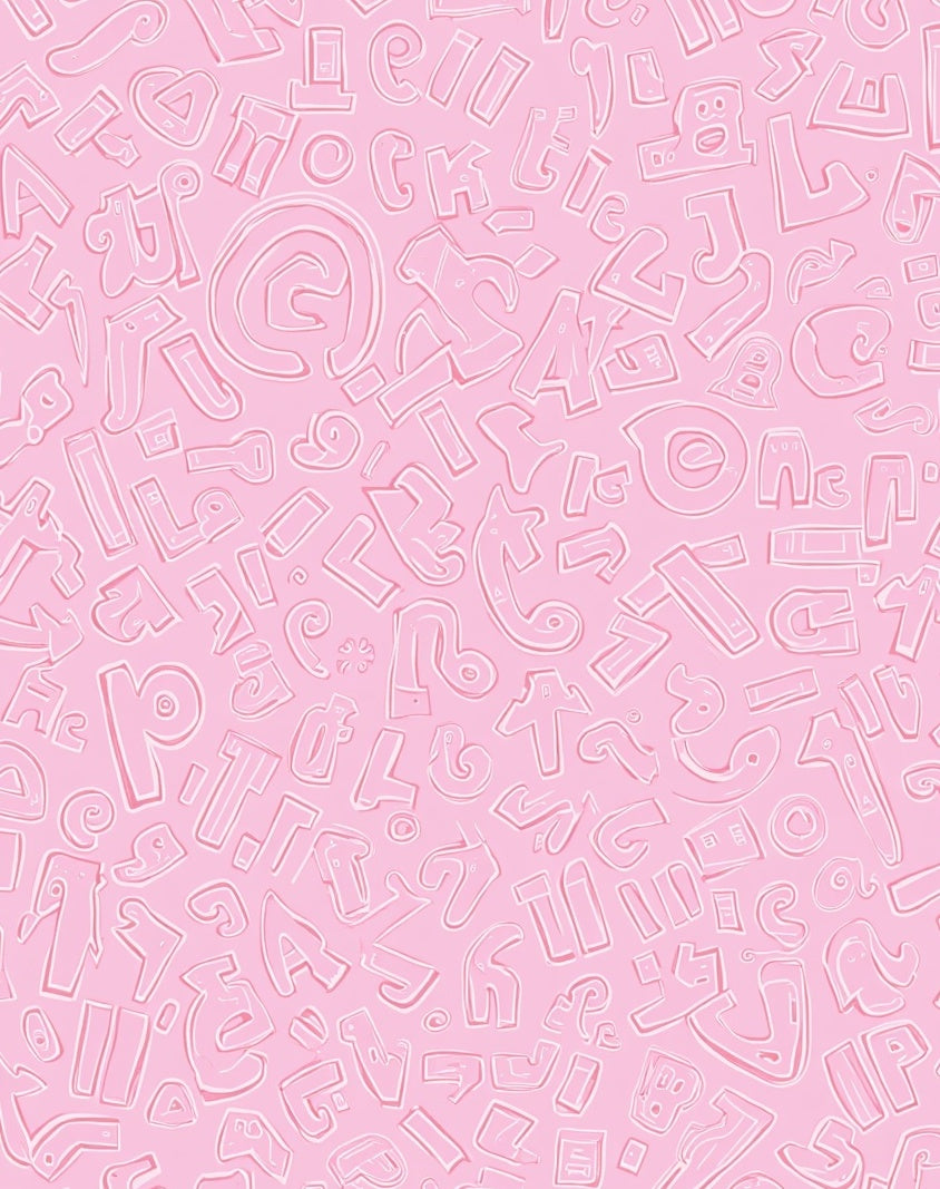 Pink Alphabet Collage Background Rug